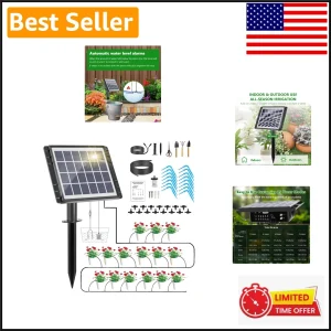 Automated 49FT Solar-Powered Drip Irrigation Kit - 25 Timer Modes Included