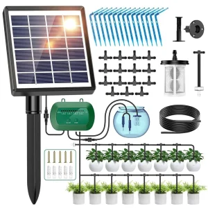 Solar Powered Automatic Garden Irrigation Drip Watering Timer Controller Kit